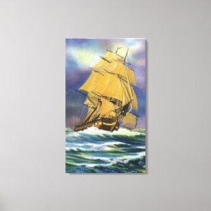 Lienzo Vista de la constitución de la fragata, viejo