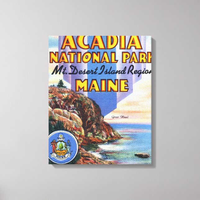 Lienzo Vista de la Gran Cabeza y el Sello de Maine (Anverso)