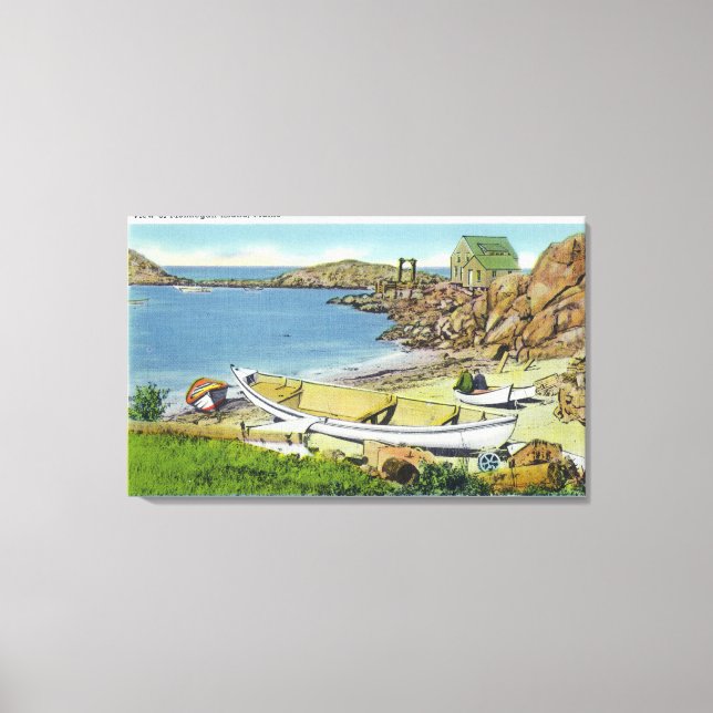 Lienzo Vista de la isla de Monhegan, escena de la playa (Anverso)