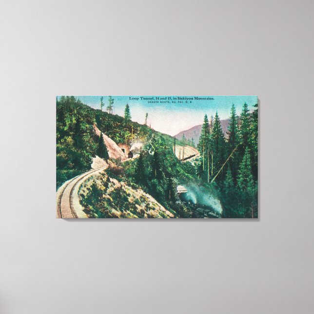 Lienzo Vista de la línea de ferrocarril del Pacífico Sur (Anverso)