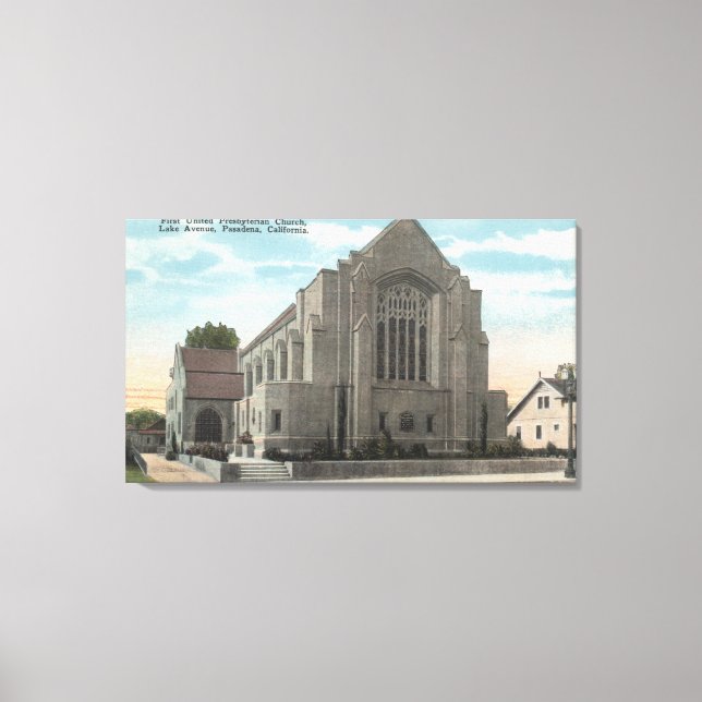 Lienzo Vista de la primera iglesia presbiteriana unida (Anverso)