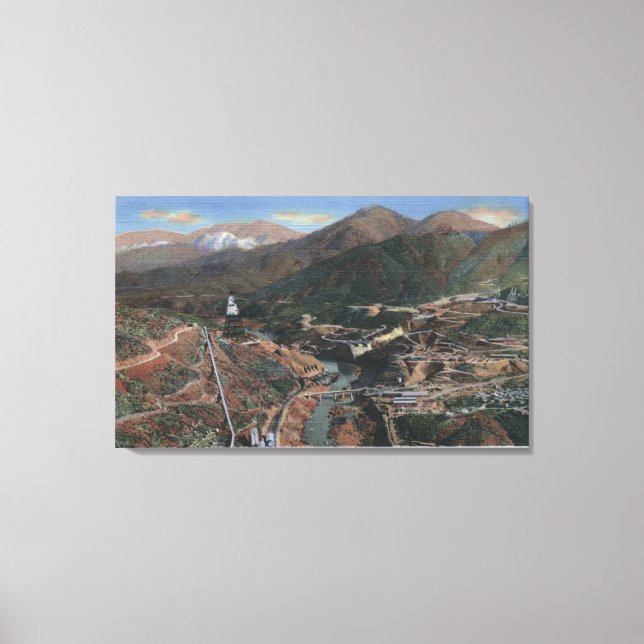 Lienzo Vista de la represa durante la construcción (Anverso)