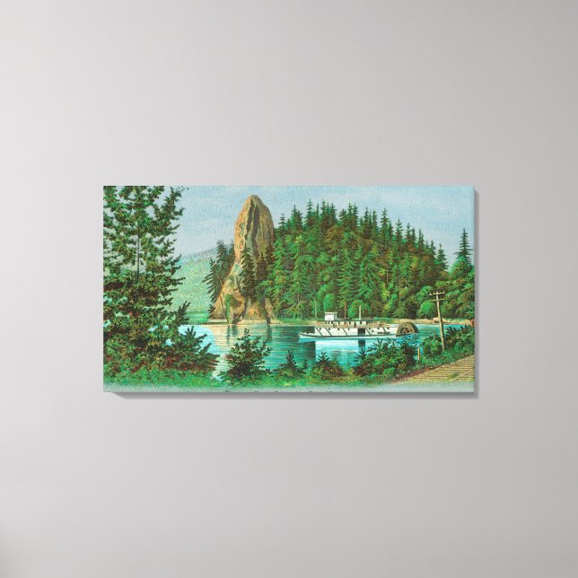 Lienzo Vista de la roca galardonada y el barco fluvial (Anverso)