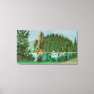 Lienzo Vista de la roca y de la barca del gallo