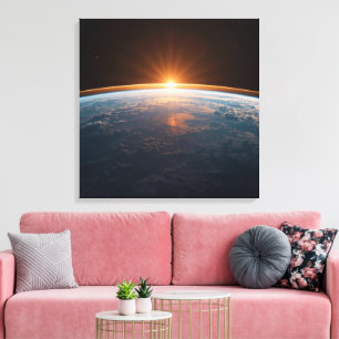 Lienzo Vista de la Tierra desde el Espacio Astronauta d