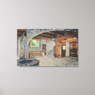 Lienzo Vista de las banderas estadounidense, británica y 