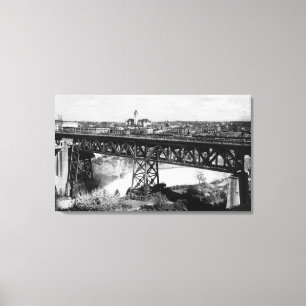 Lienzo Vista de las caídas y del puente de Spokane