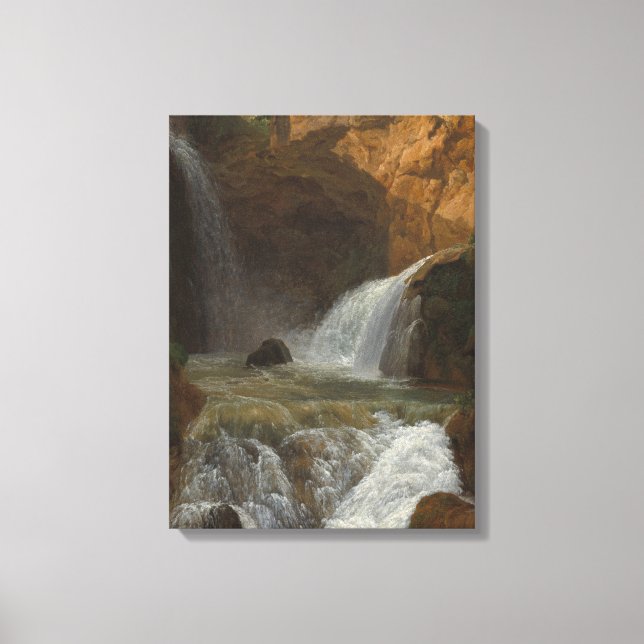 Lienzo Vista de las cascadas de Tivoli (por Bidauld) (Anverso)