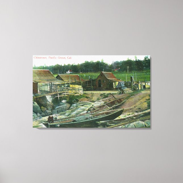 Lienzo Vista de los barcos en la playa de Chinatown (Anverso)