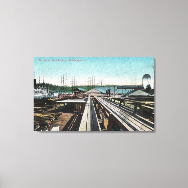 Lienzo Vista de los Docks Port LudlowPort Ludlow, WA (Anverso)