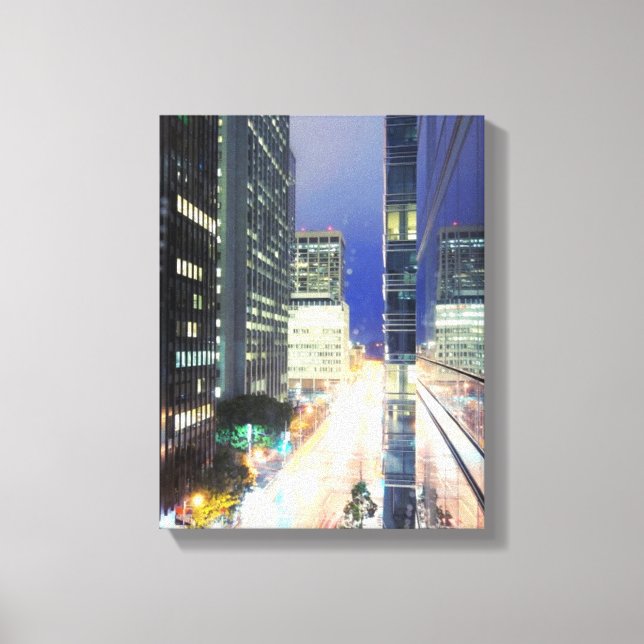 Lienzo Vista de los edificios de oficinas de distrito fin (Anverso)