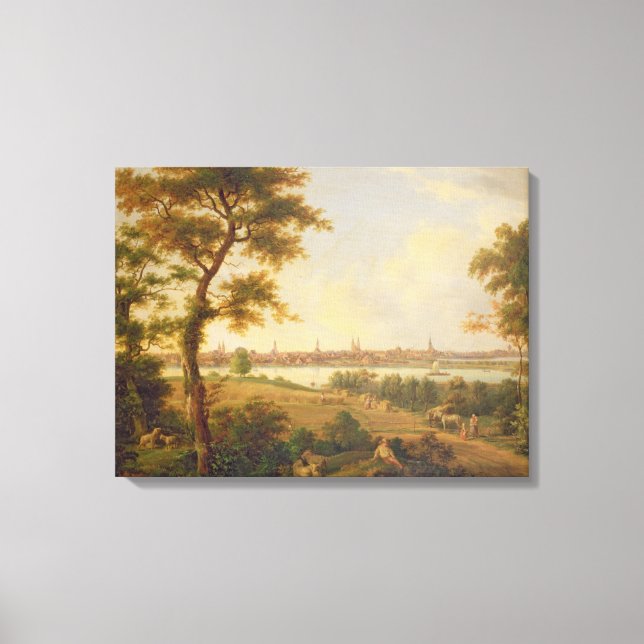 Lienzo Vista de Lubeck, 1869 (aceite sobre lienzo) (Anverso)