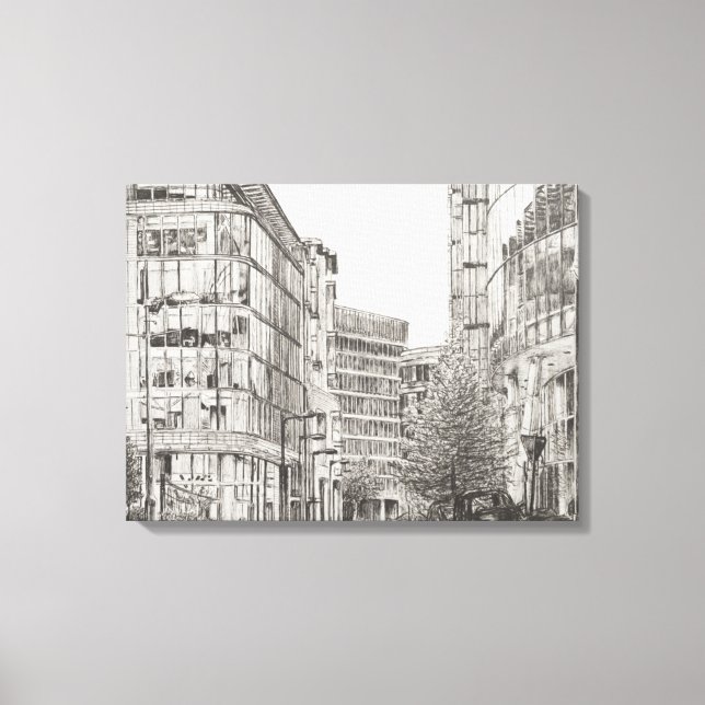 Lienzo Vista de Manchester Deansgate de cafe.2010 (Anverso)