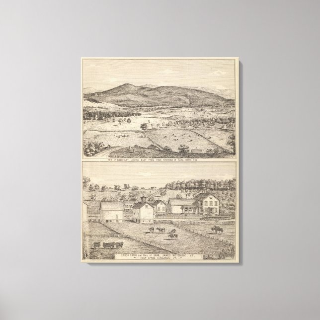 Lienzo Vista de Middlebury y granja (Anverso)