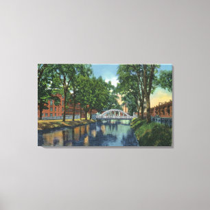 Lienzo Vista de molinos a lo largo del canal