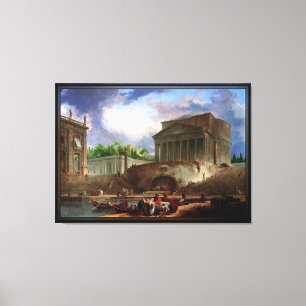 Lienzo Vista de Ripetta por Hubert Robert