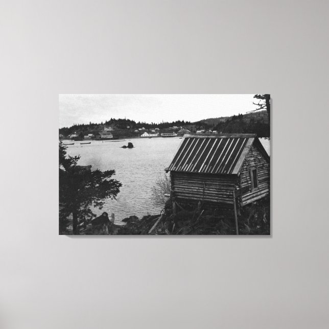 Lienzo Vista de Seldovia, Alaska desde el otro lado del a (Anverso)