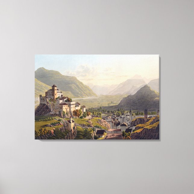 Lienzo Vista de Sion, ilustracion de 'Voyage Pittoresqu (Anverso)