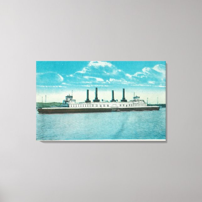 Lienzo Vista de SP Steamer Contra CostaPort Costa, CA (Anverso)