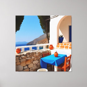 Lienzo Vista de Terraza Mediterránea