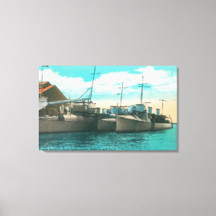 Lienzo Vista de tres destructores del barco de torpedo en