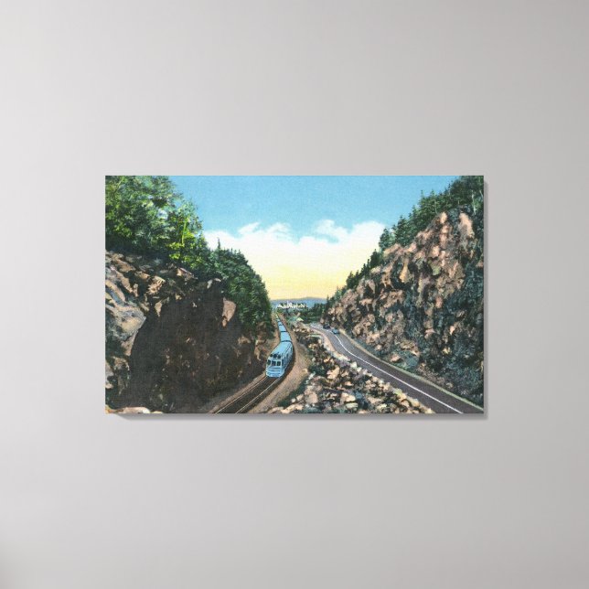 Lienzo Vista de un tren a lo largo de la autopista (Anverso)