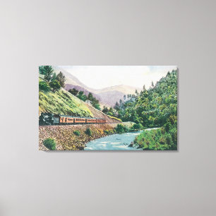 Lienzo Vista de un tren que va a Yosemite Valley