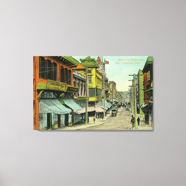 Lienzo Vista de una calle Chinatown (Anverso)