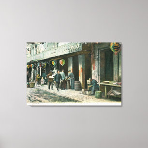 Lienzo Vista de una calle en callejón de los pescados