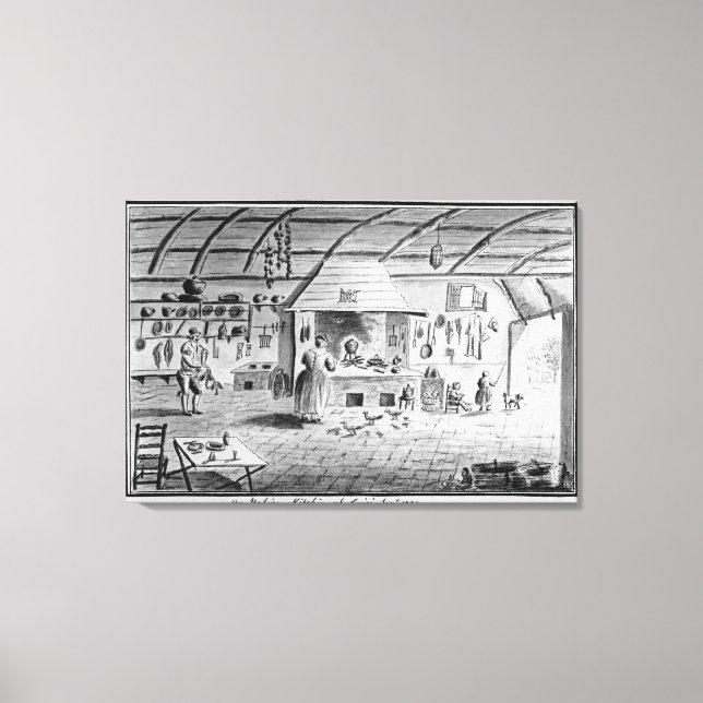 Lienzo Vista de una cocina italiana en Lerici (Anverso)