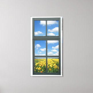Lienzo Vista de ventana de mosaico amarillo