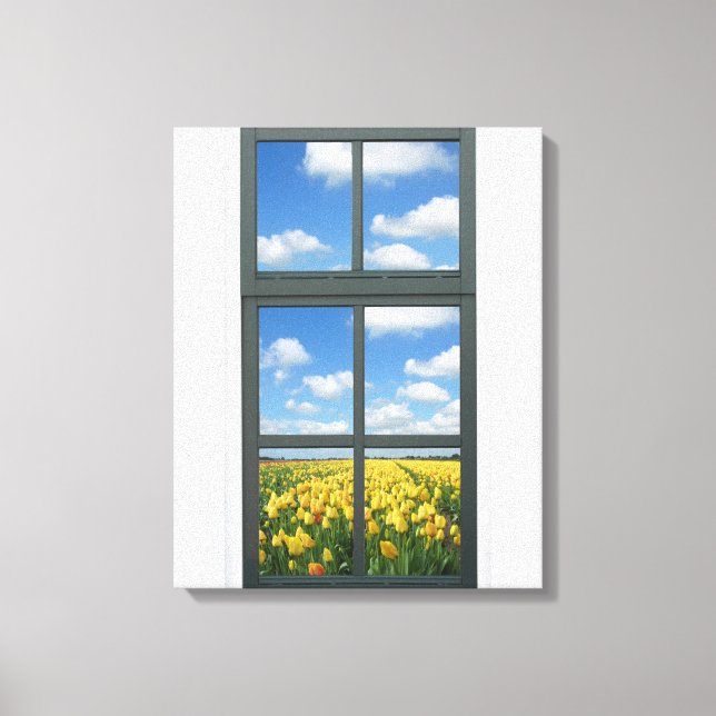Lienzo Vista de ventana de mosaico amarillo (Anverso)