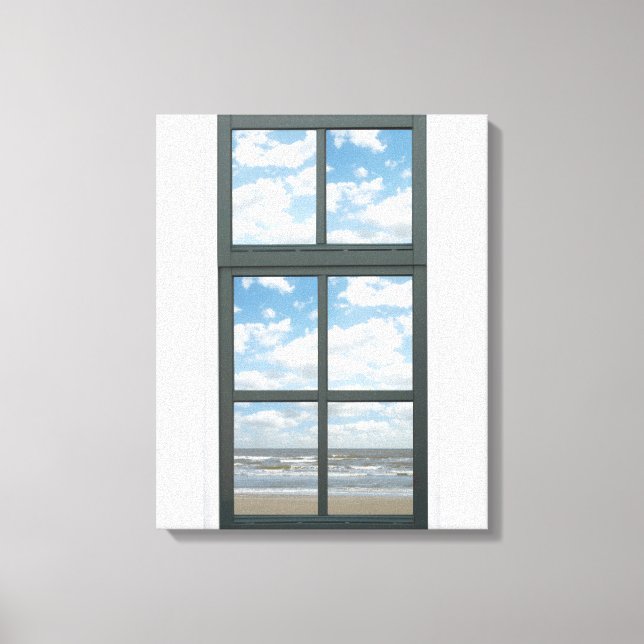 Lienzo Vista de ventana falsa de olas oceánicas/ marinas (Anverso)