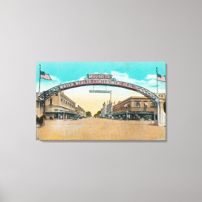Lienzo Vista del arco de bienvenida modesto, CA