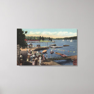 Lienzo Vista del aterrizaje del barco, bañando la