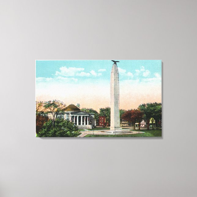 Lienzo Vista del Ayuntamiento y el Monumento a MacDonough (Anverso)