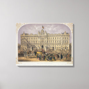 Lienzo Vista del Buckingham Palace con una muchedumbre