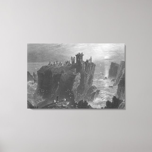 Lienzo Vista del Castillo de Dunottar, cerca de Stonehave (Anverso)