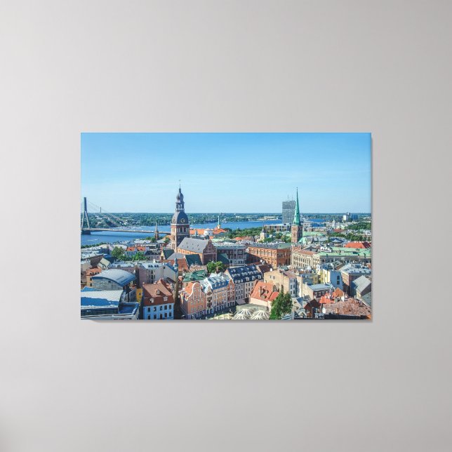 Lienzo Vista del centro de Riga desde arriba (Anverso)