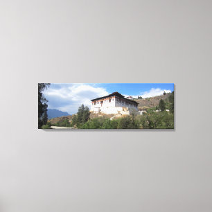 Lienzo vista del dzong de paro