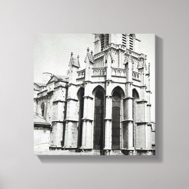 Lienzo Vista del extremo este de la iglesia, construida (Anverso)