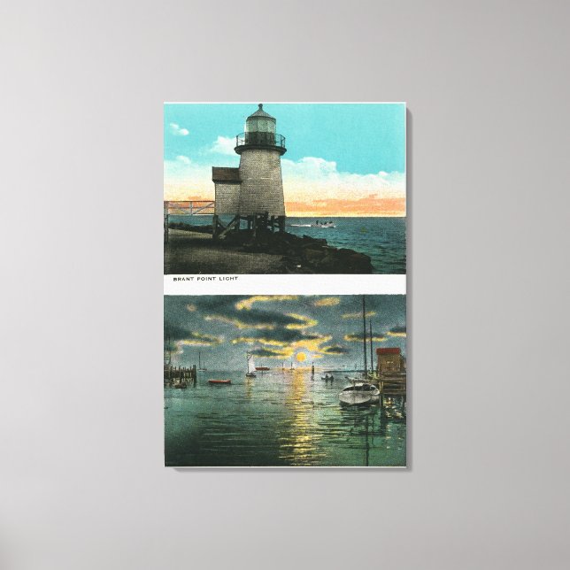 Lienzo Vista del faro de Brant Point (Anverso)