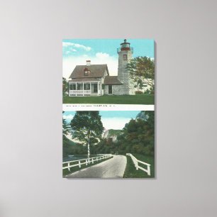 Lienzo Vista del faro de Champlain del lago