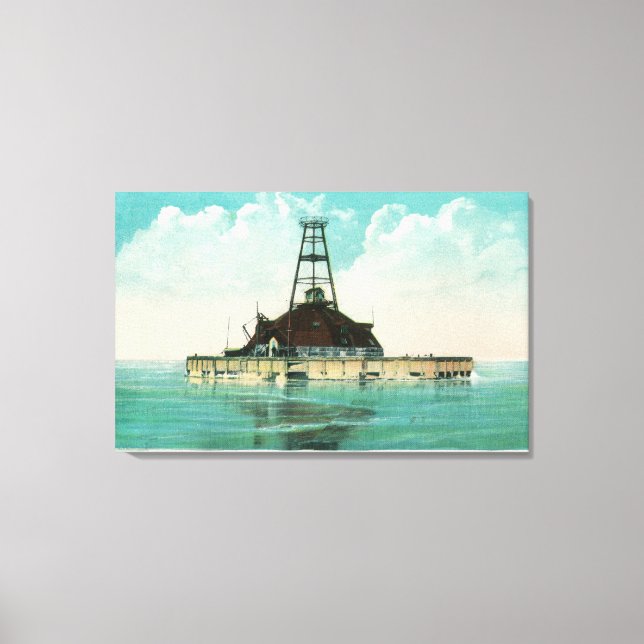 Lienzo Vista del faro de la cuna de la calle 12 (Anverso)