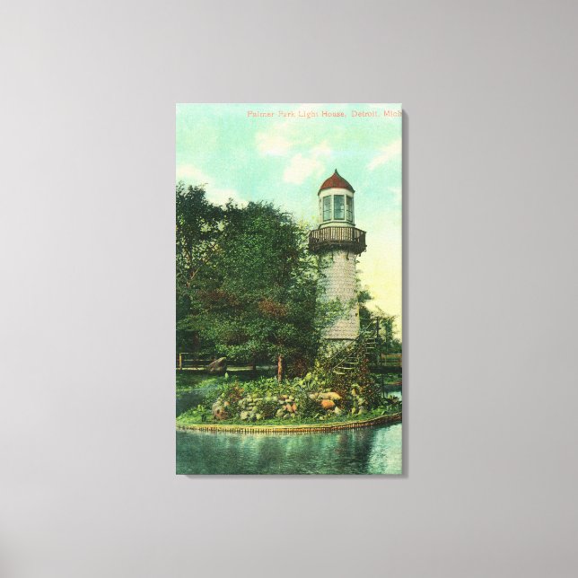 Lienzo Vista del faro de Palmer ParkDetroit, MI (Anverso)