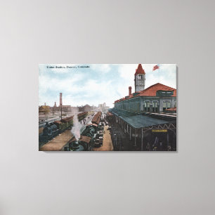 Lienzo Vista del ferrocarril de la estación de la unión