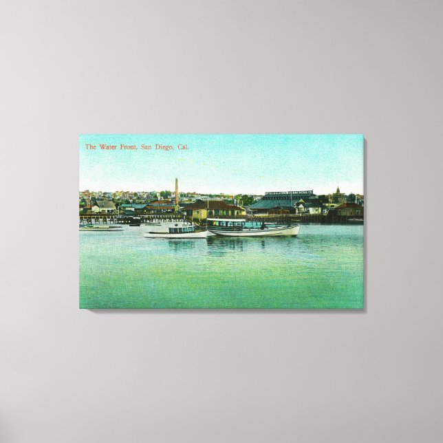 Lienzo Vista del frente del agua San Diego, CA (Anverso)