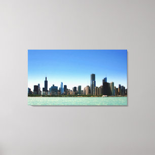 Lienzo Vista del horizonte de Chicago por el lago