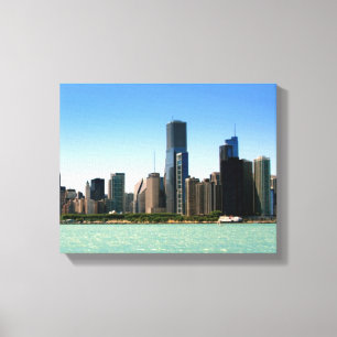 Lienzo Vista del horizonte de Chicago por el lago