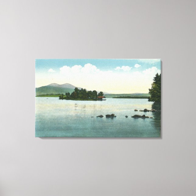 Lienzo Vista del lago de las montañas Belknap (Anverso)